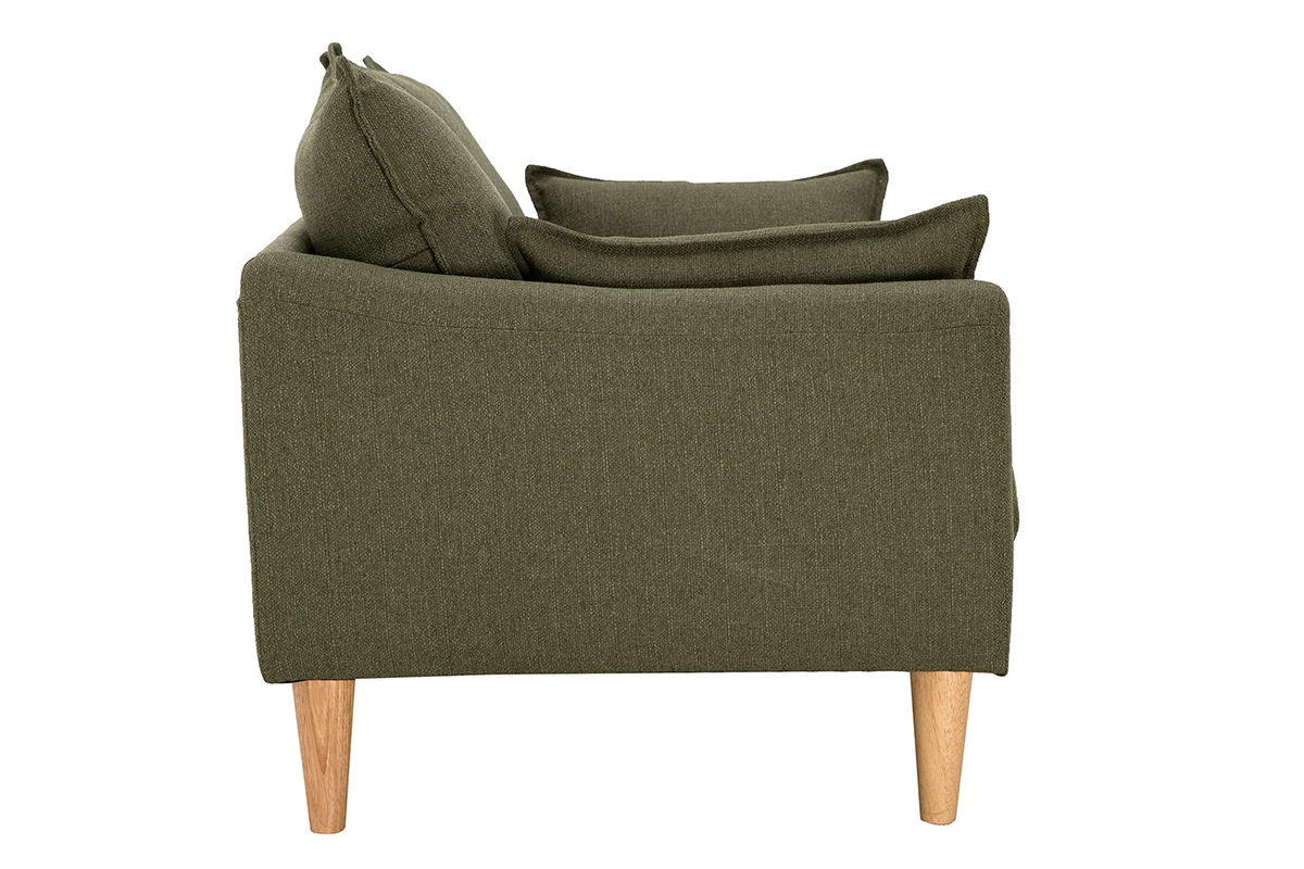 Canap scandinave 2 places en tissu kaki et bois clair KATE