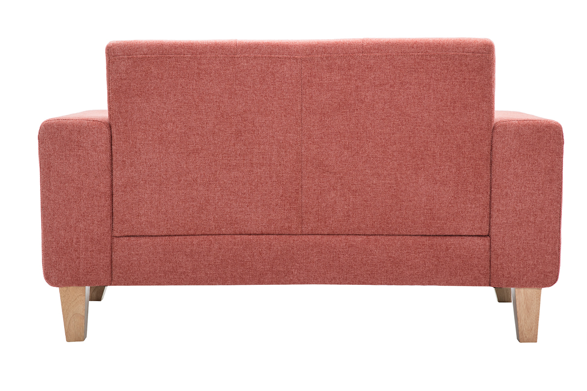 Canap scandinave 2 places en tissu terracotta et bois clair FJORD