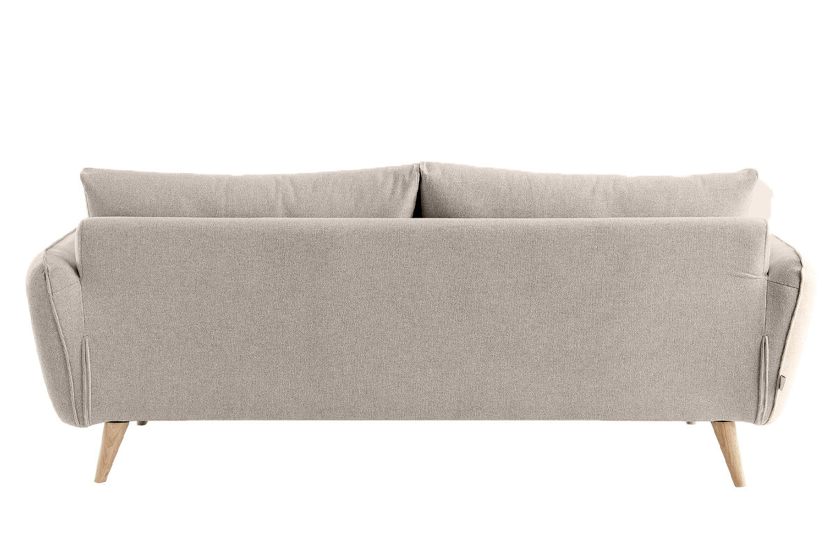 Canap scandinave 3 places en tissu beige et bois clair CREEP