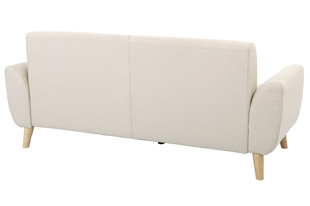 Canap scandinave 3 places en tissu beige et bois clair EKTOR