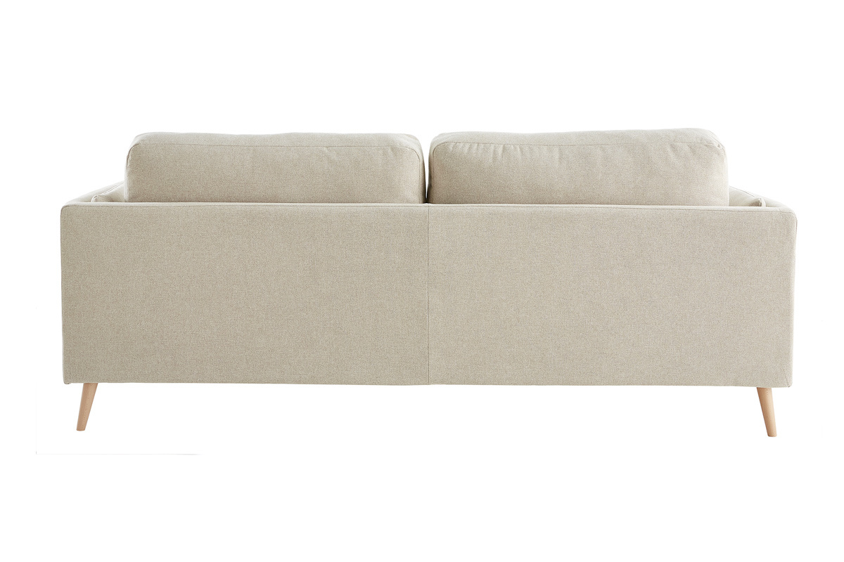 Canap scandinave 3 places en tissu beige naturel et bois clair VOGUE