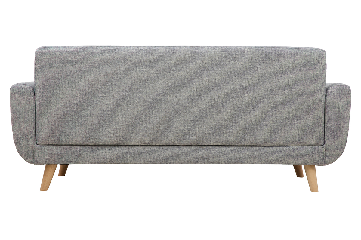 Canap scandinave 3 places en tissu gris clair et bois clair PURE