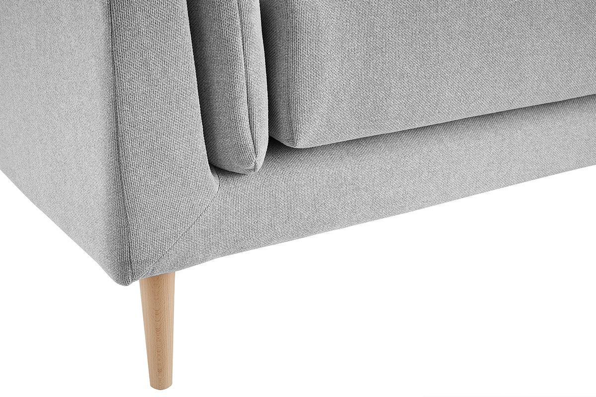 Canap scandinave 3 places en tissu gris clair et bois clair VOGUE