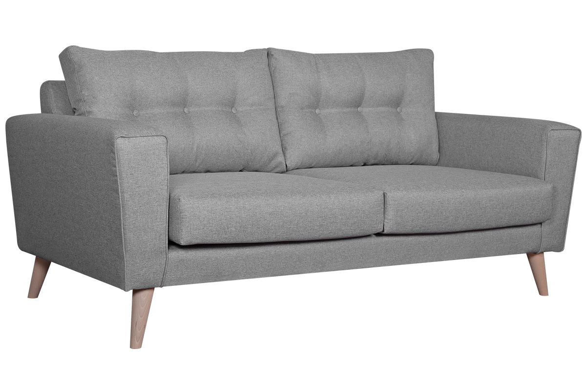 Canap scandinave 3 places en tissu gris et bois clair BEAUBOURG