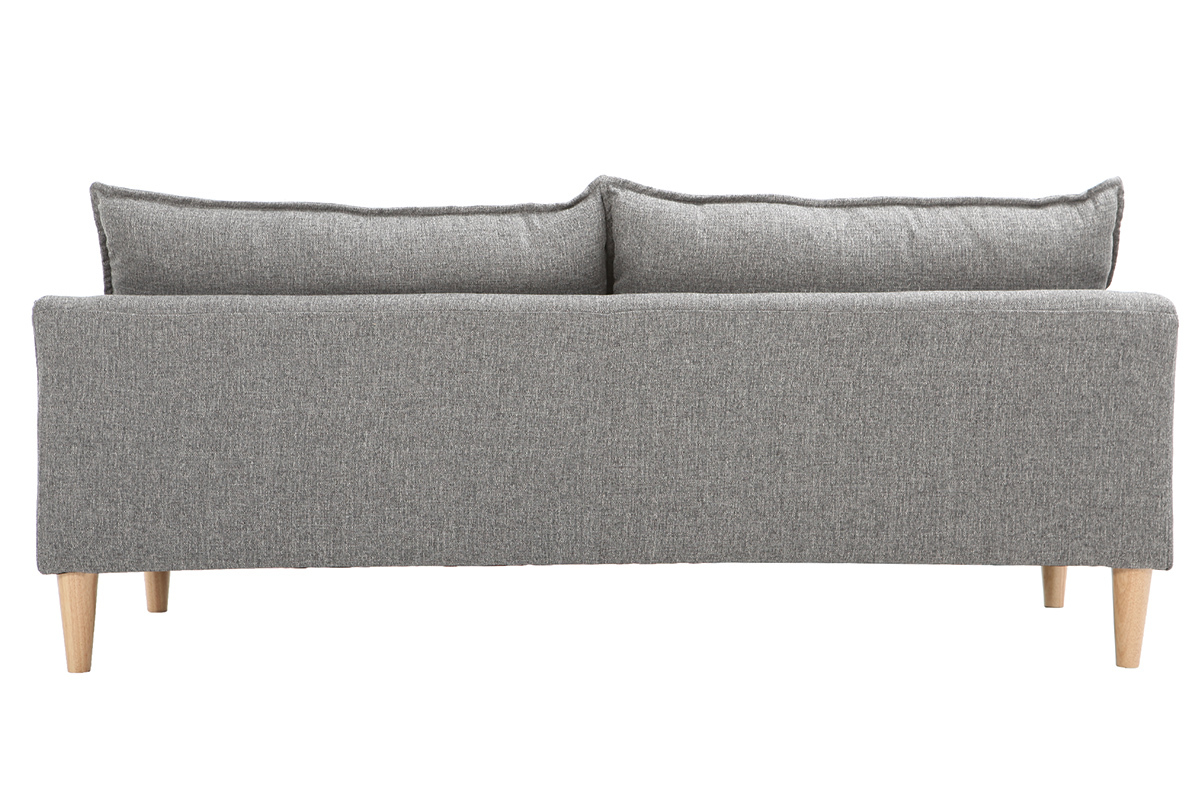 Canap scandinave 3 places en tissu gris et bois clair KATE