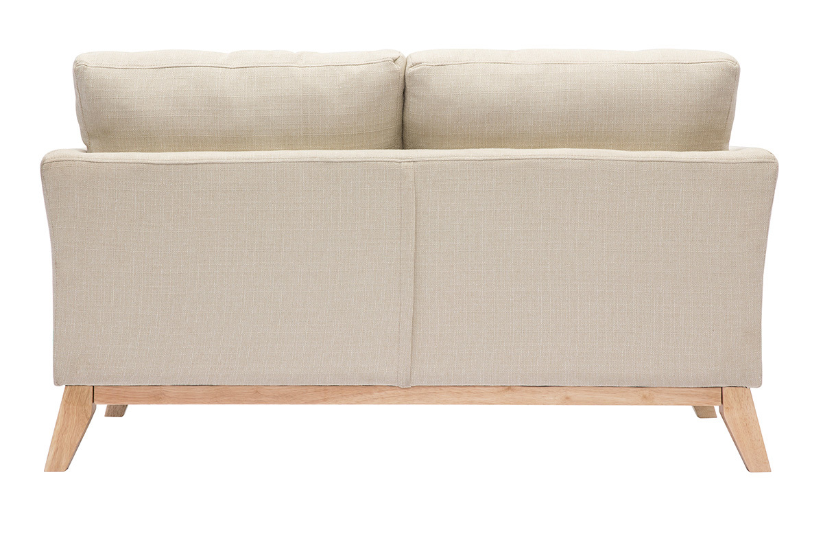 Canap scandinave dhoussable 2 places en tissu beige et bois clair OSLO