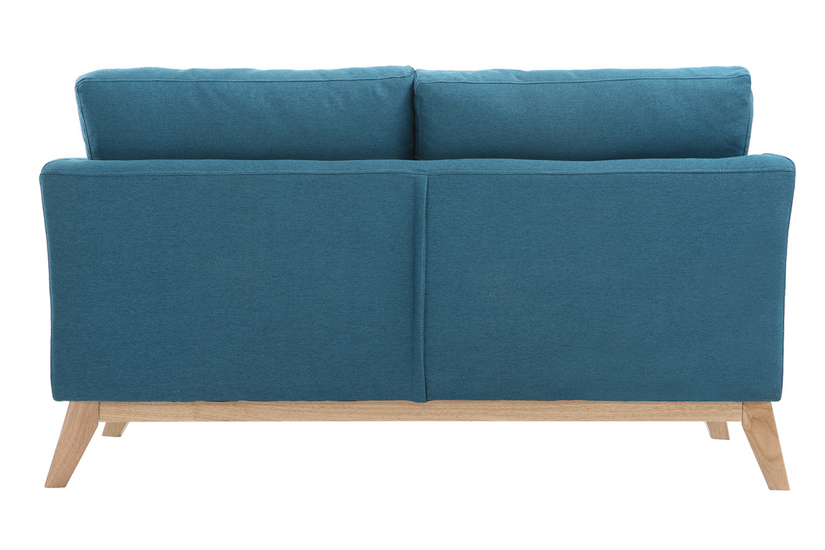 Canap scandinave dhoussable 2 places en tissu bleu canard et bois clair OSLO