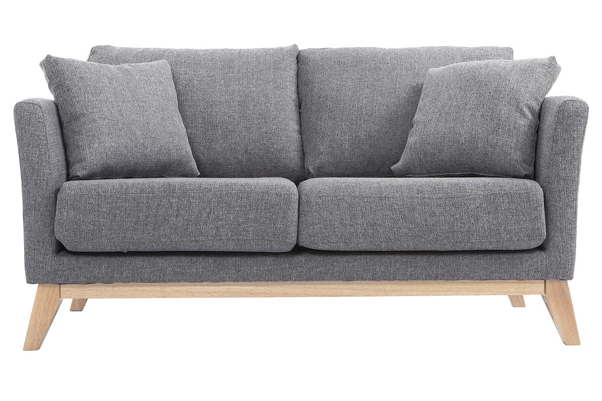 Canap scandinave dhoussable 2 places en tissu gris clair et bois clair OSLO