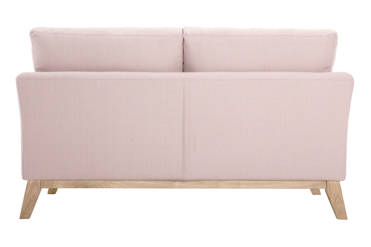 Canap scandinave dhoussable 2 places en tissu rose et bois clair OSLO