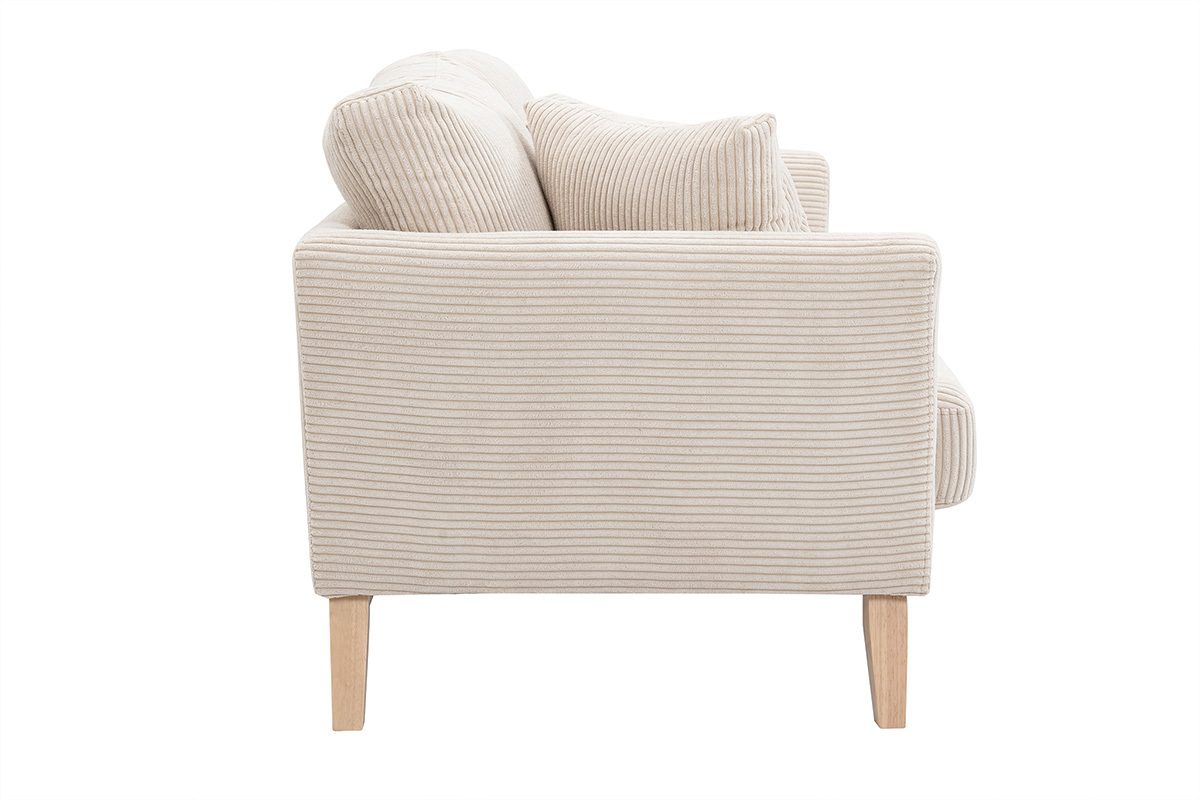 Canap scandinave dhoussable 2 places en tissu velours ctel et bois clair OSLO