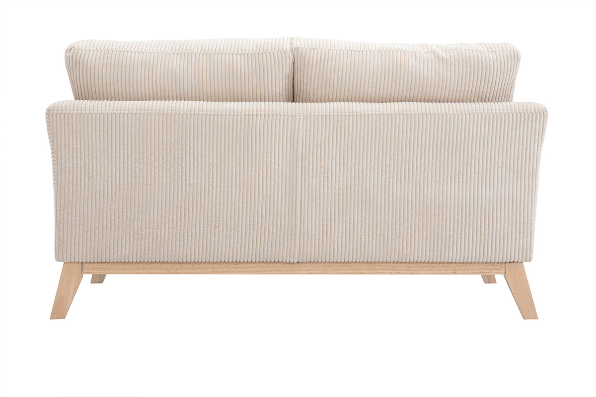 Canap scandinave dhoussable 2 places en tissu velours ctel et bois clair OSLO