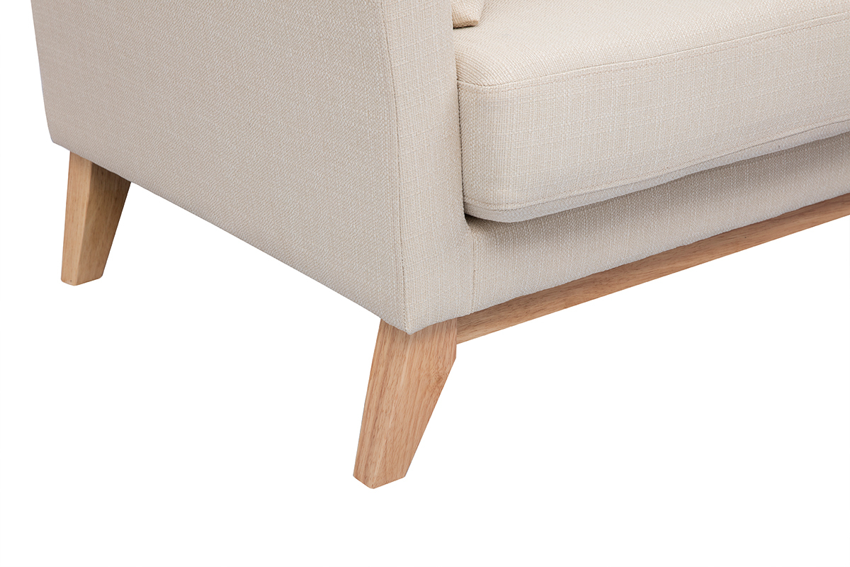 Canap scandinave dhoussable 3 places en tissu beige et bois clair OSLO