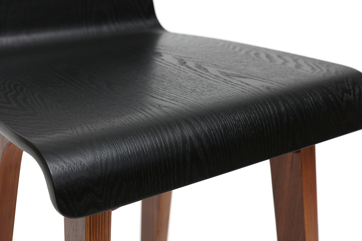 Chaise de bar scandinave noir et bois fonc H65 cm BALTIK