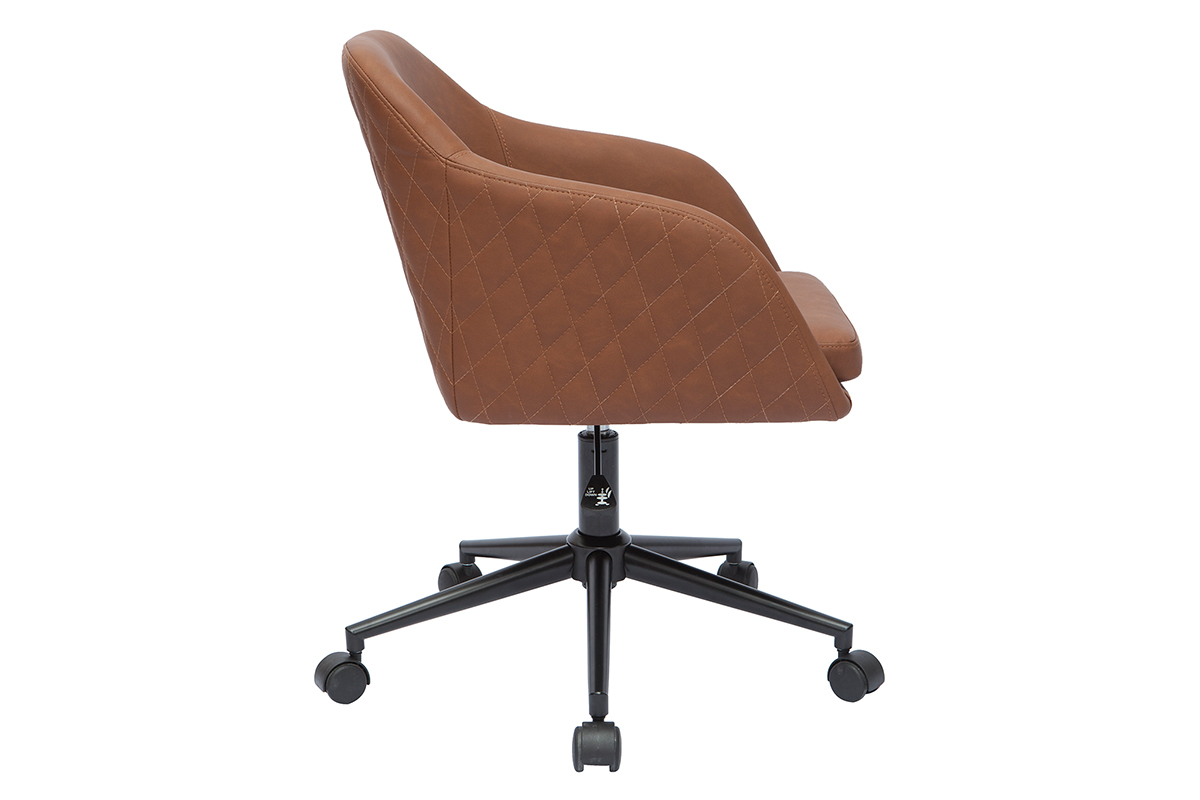 Chaise de bureau  roulettes marron et mtal noir DOUG