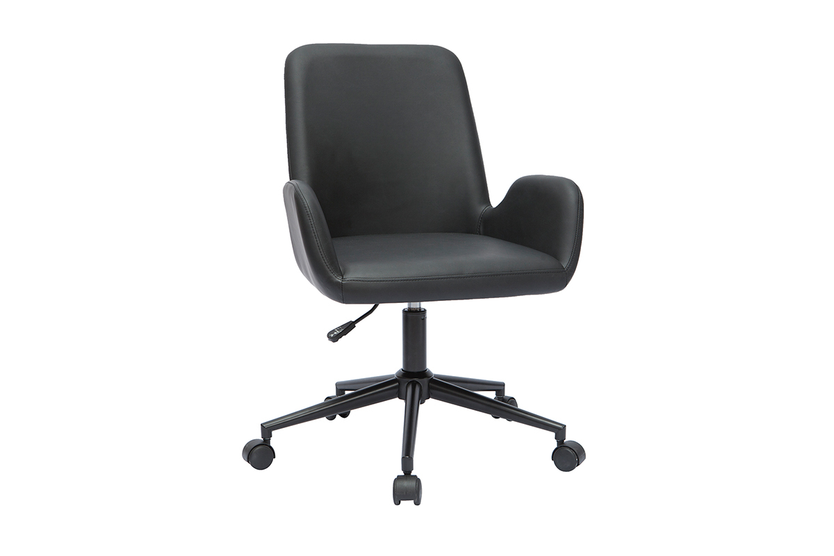 Chaise de bureau  roulettes noire ALBAN