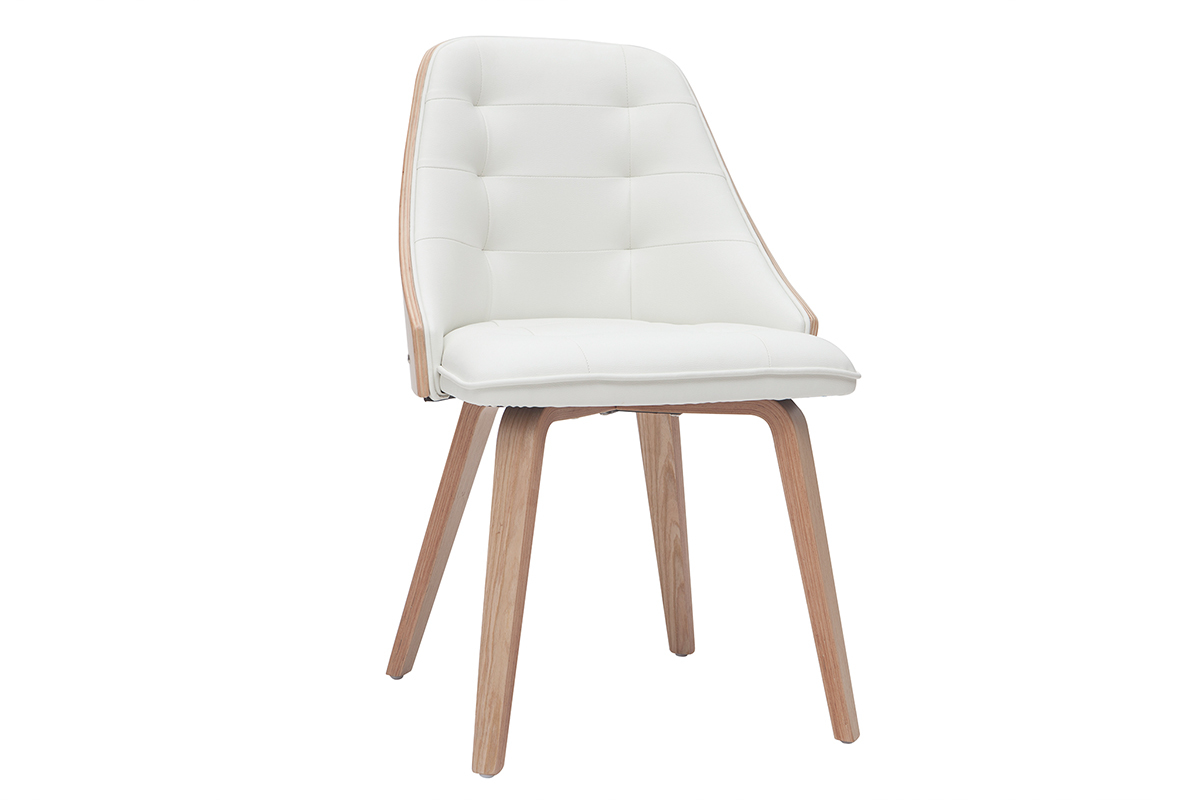 Chaise design blanc et bois clair FLUFFY