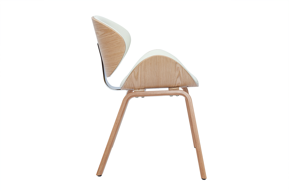 Chaise design blanc et bois clair WALNUT