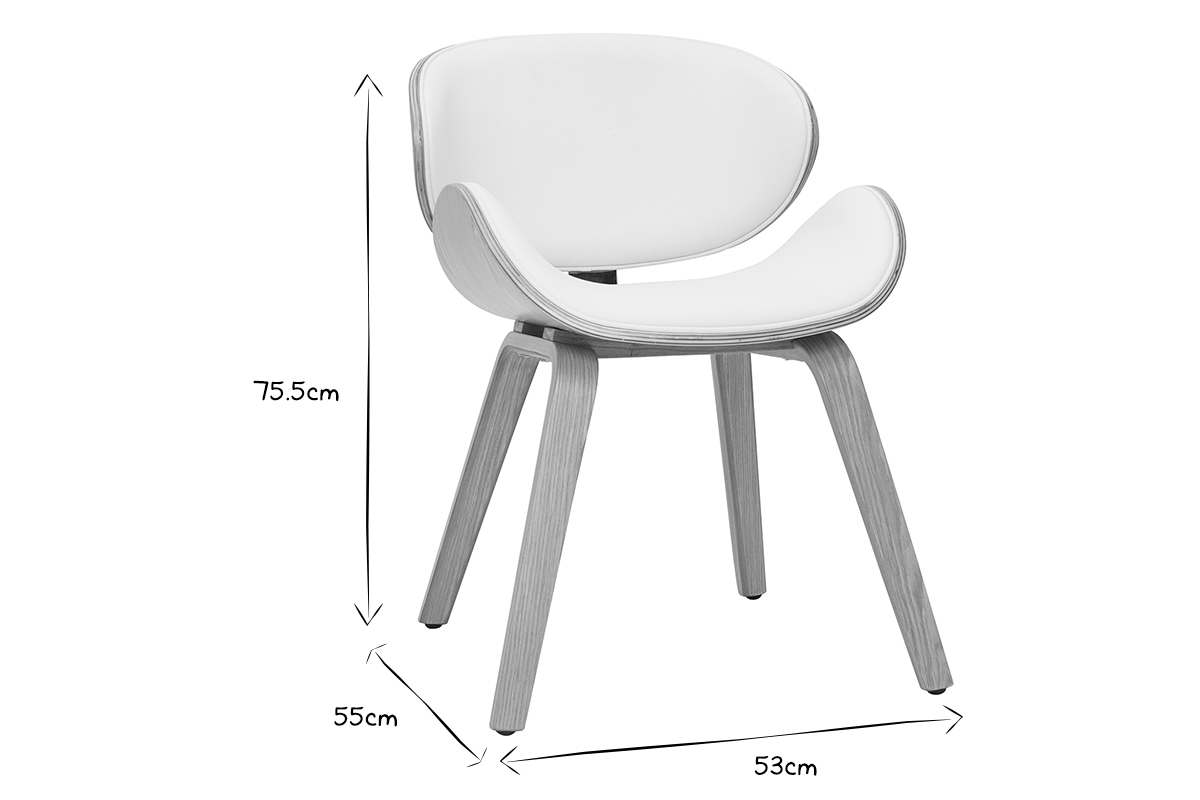 Chaise design blanc et bois clair WALNUT