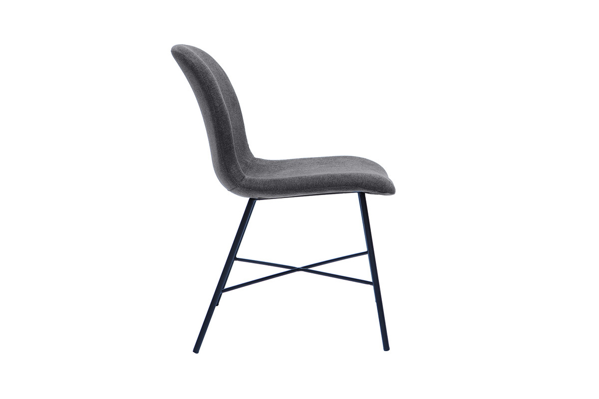 Chaise design effet velours gris et mtal noir ARCADE