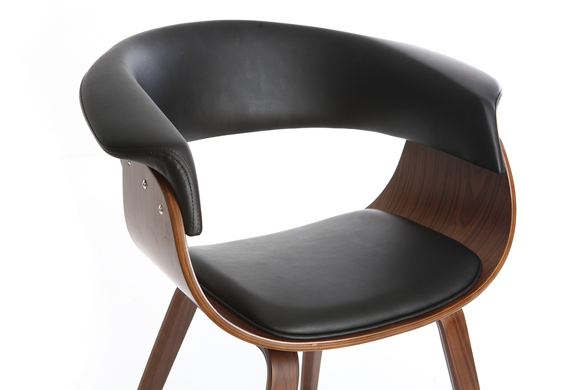 Chaise design noir et bois fonc noyer OKTAV