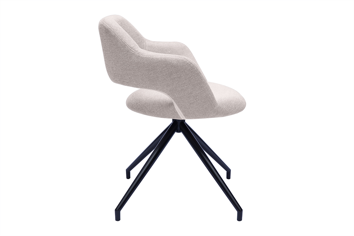 Chaise pivotante 360 en tissu effet velours textur beige et mtal noir JESSY