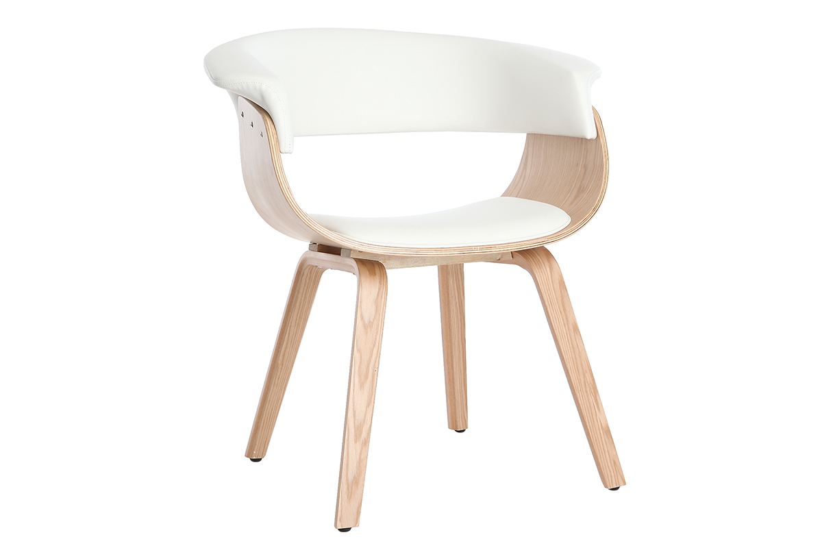 Chaise scandinave blanc et bois clair OKTAV