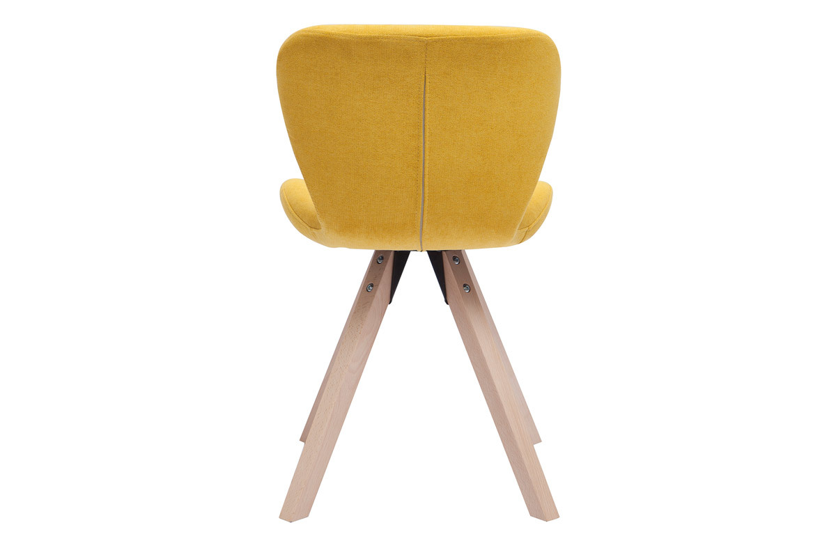 Chaise scandinave en tissu effet velours jaune moutarde et bois clair ANYA