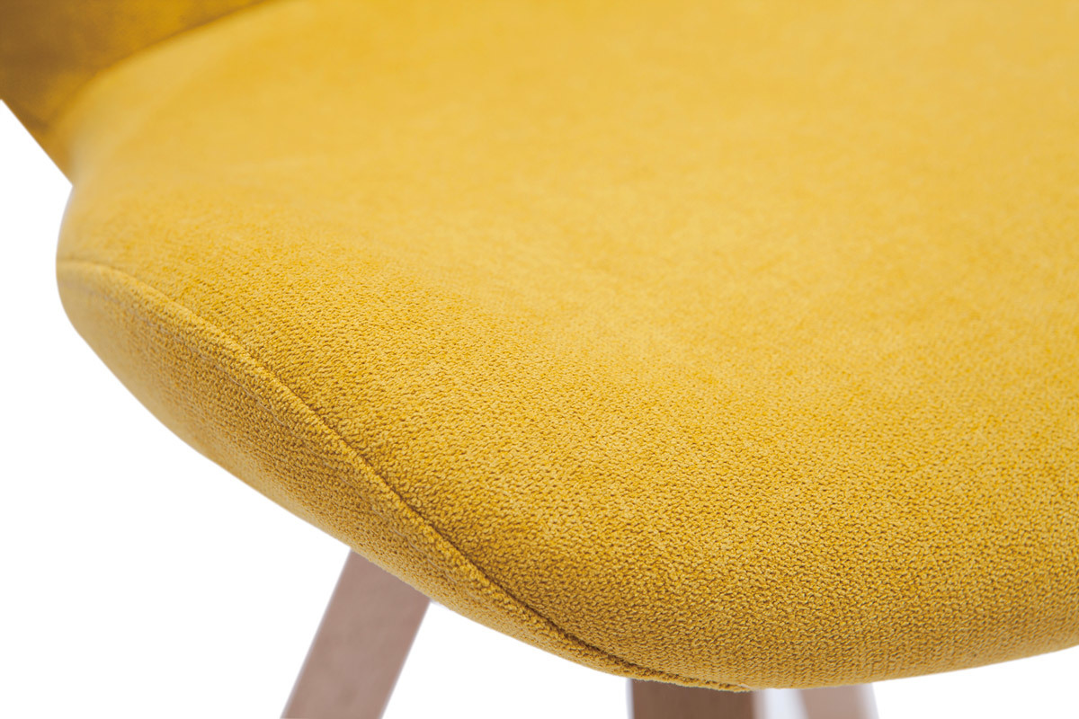 Chaise scandinave en tissu effet velours jaune moutarde et bois clair ANYA