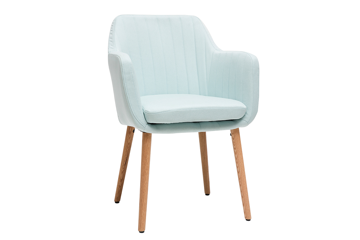 Chaise scandinave en tissu menthe  l'eau et bois clair massif ALEYNA