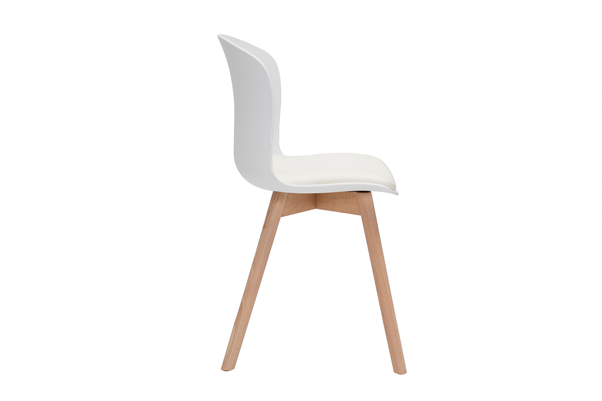 Chaises blanches et bois clair massif (lot de 2) ARISTA