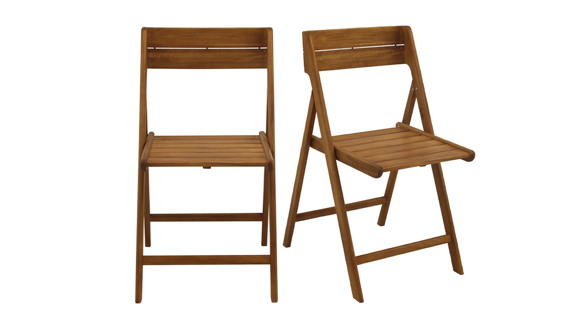 Chaises de jardin pliantes en bois massif (lot de 2) DIEGO