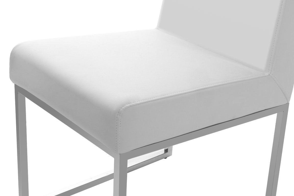 Chaises design blanc et acier chrom (lot de 2) JUNIA