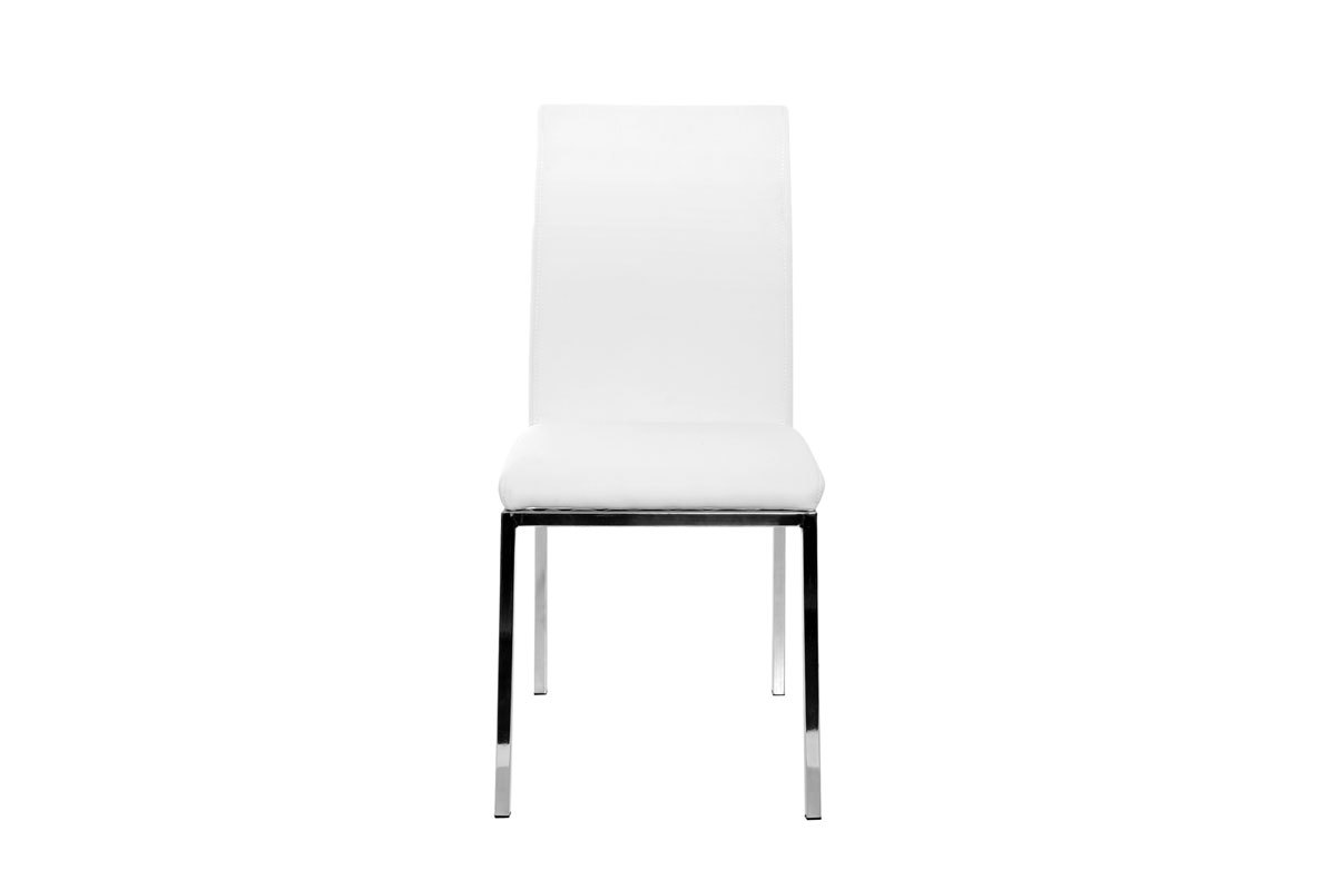 Chaises design blanc et acier chrom (lot de 2) SIMEA