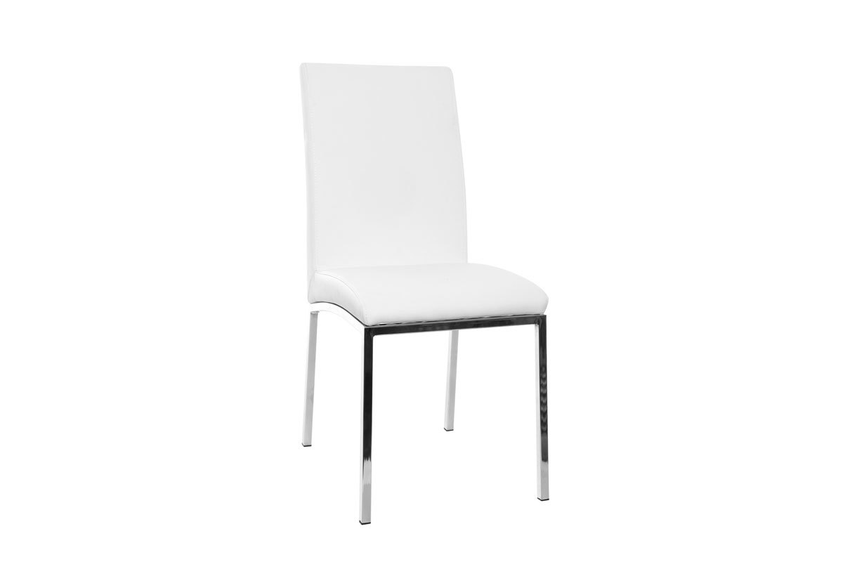 Chaises design blanc et acier chrom (lot de 2) SIMEA