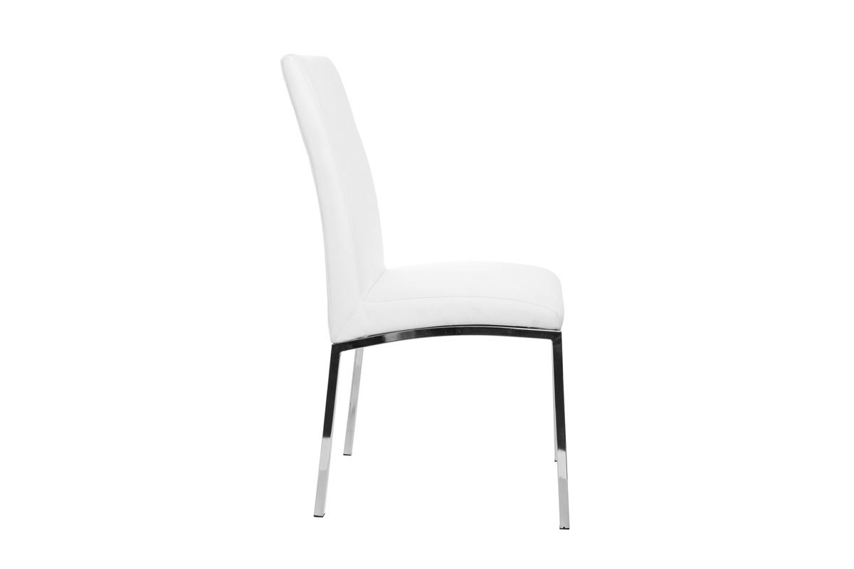 Chaises design blanc et acier chrom (lot de 2) SIMEA