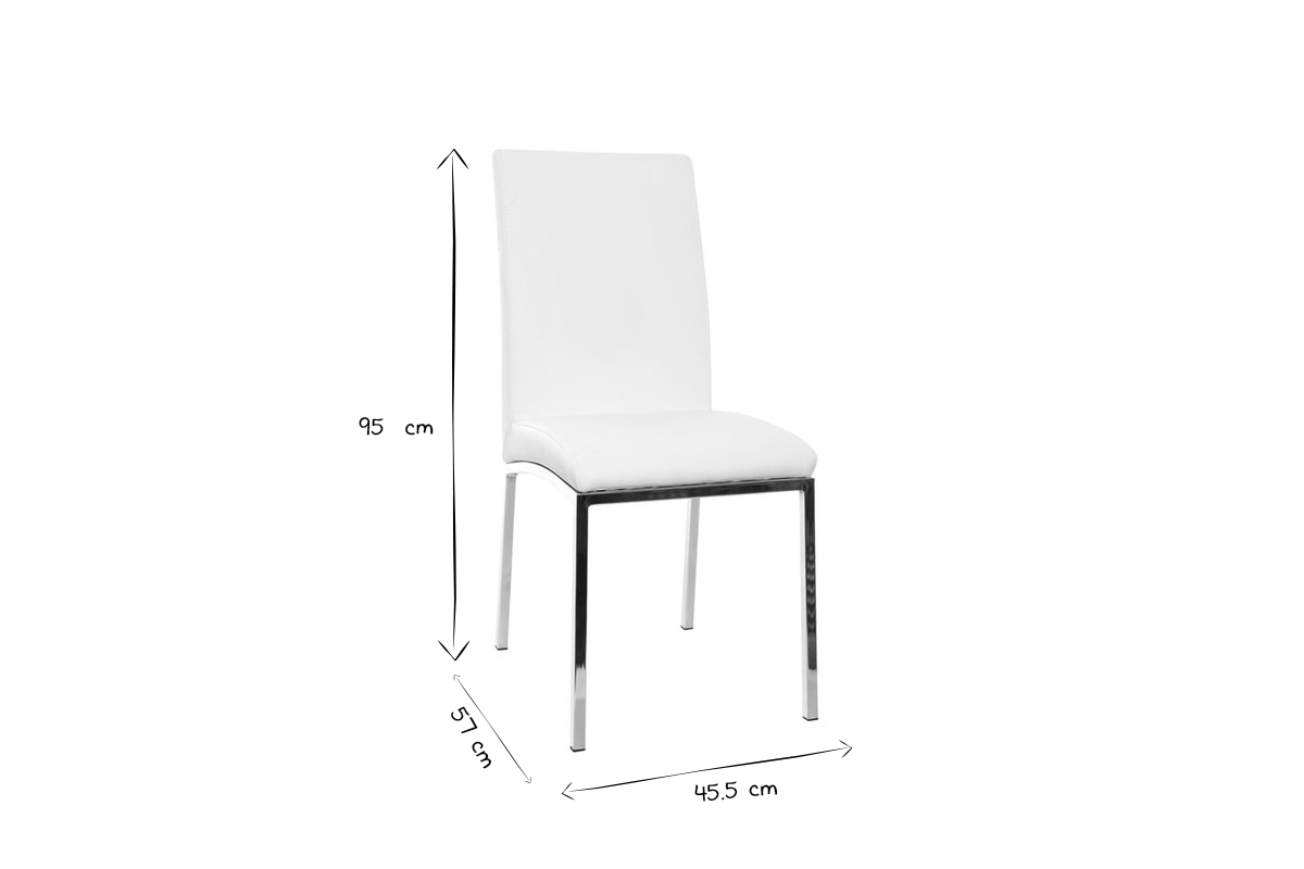 Chaises design blanc et acier chrom (lot de 2) SIMEA