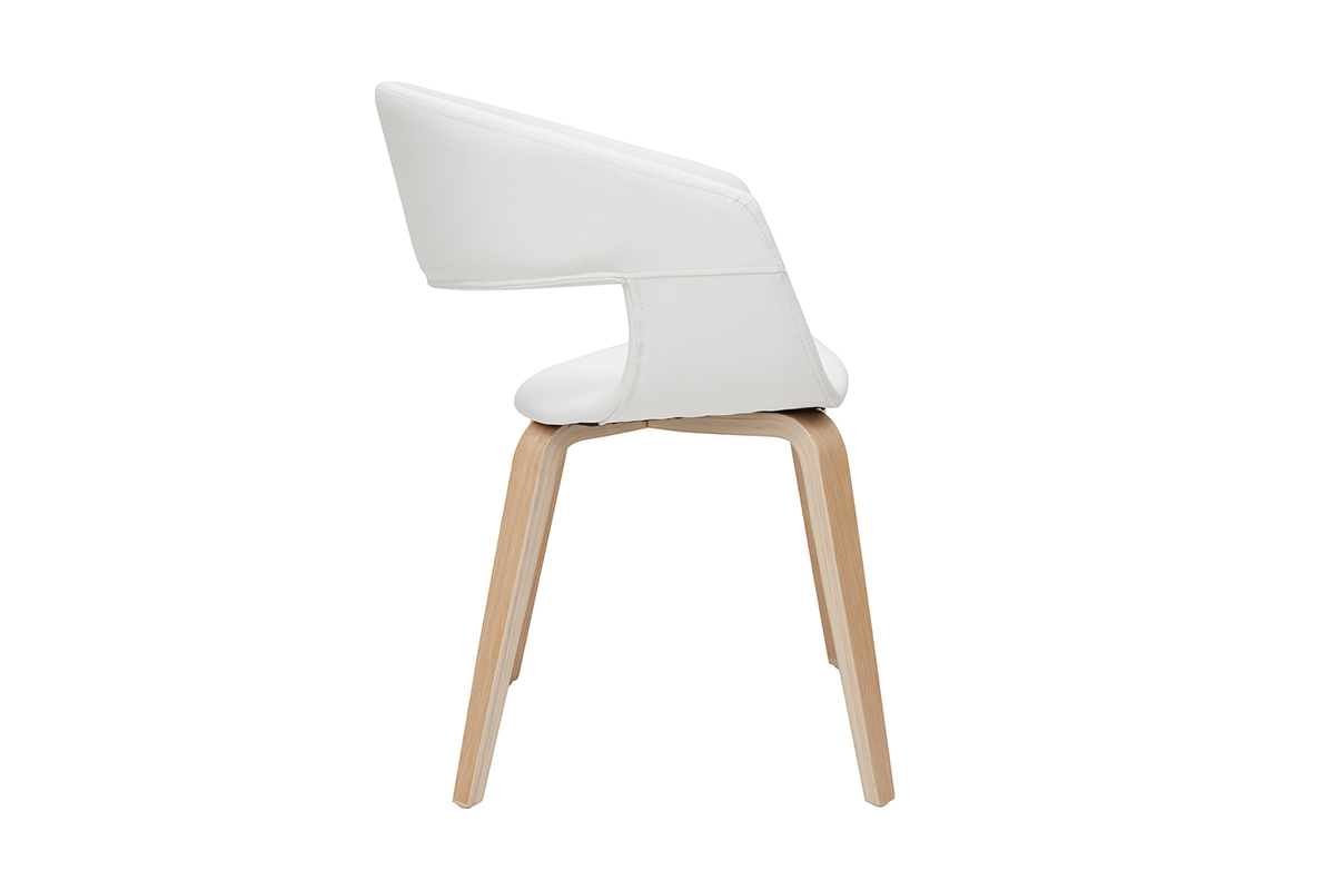 Chaises design blanc et bois clair (lot de 2) SLAM