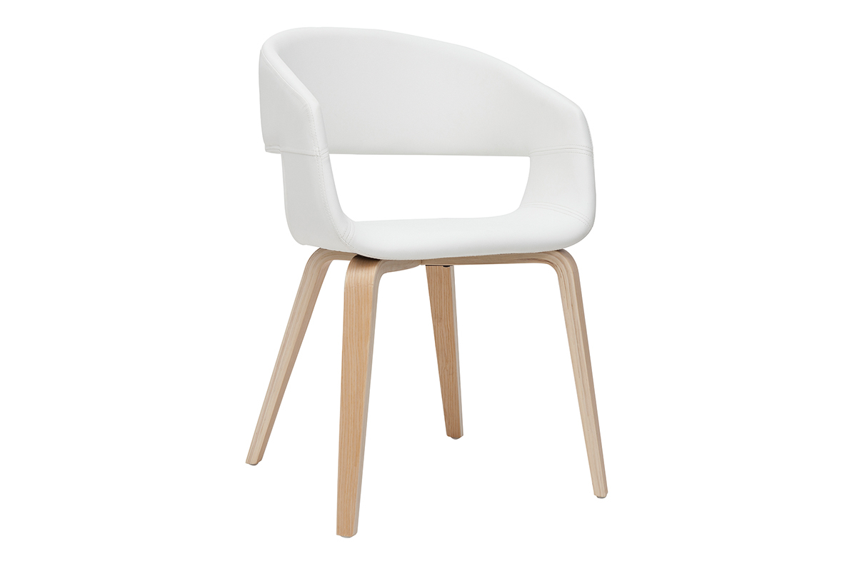 Chaises design blanc et bois clair (lot de 2) SLAM