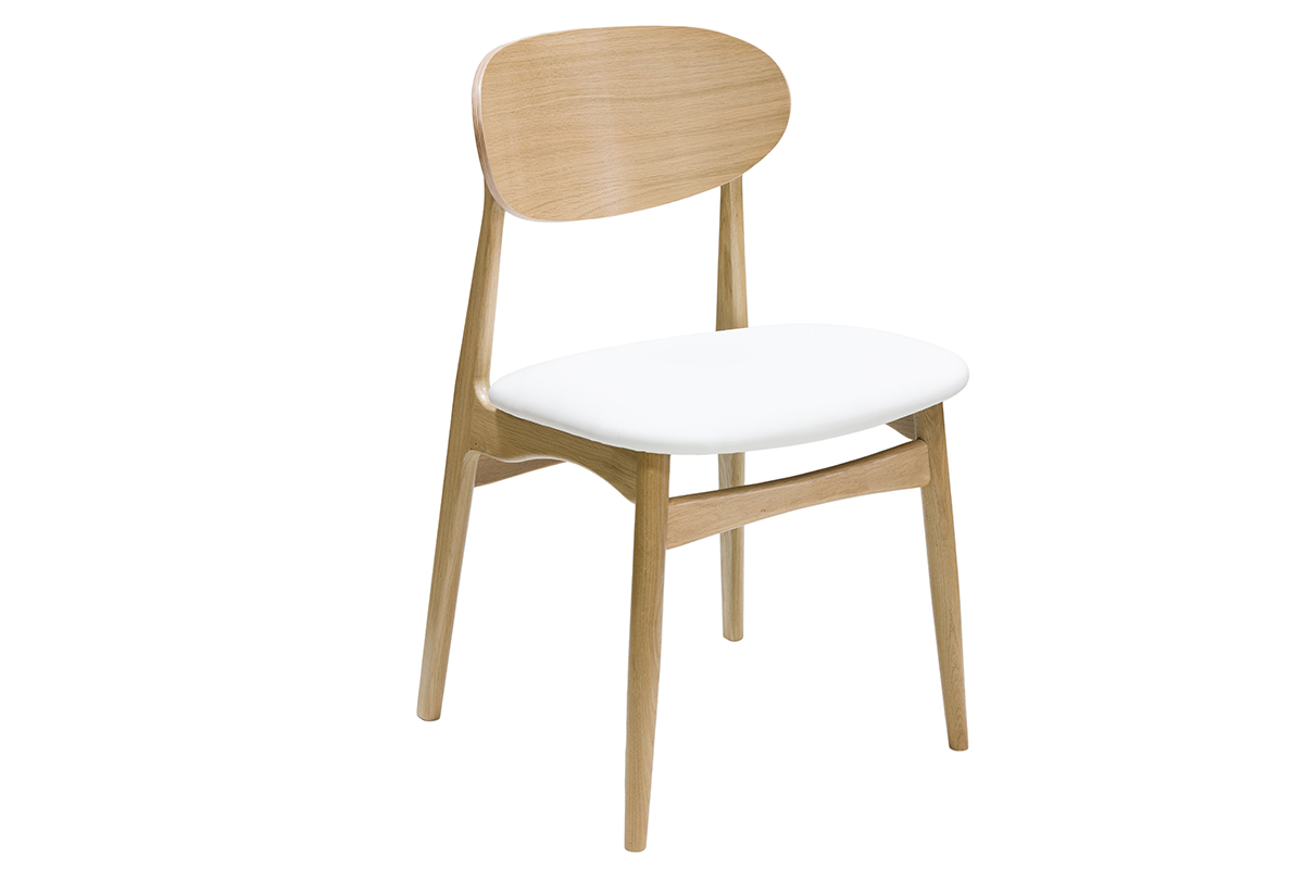 Chaises design blanc et bois clair chne massif (lot de 2) VICKY