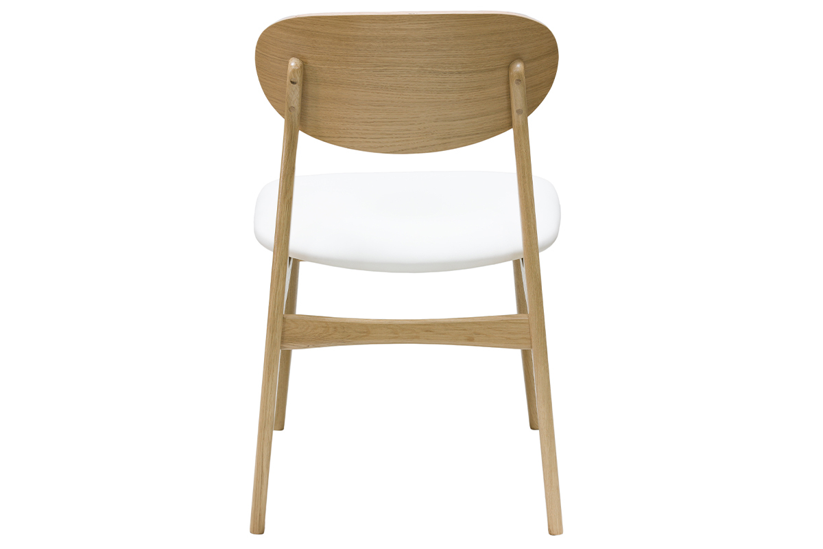 Chaises design blanc et bois clair chne massif (lot de 2) VICKY