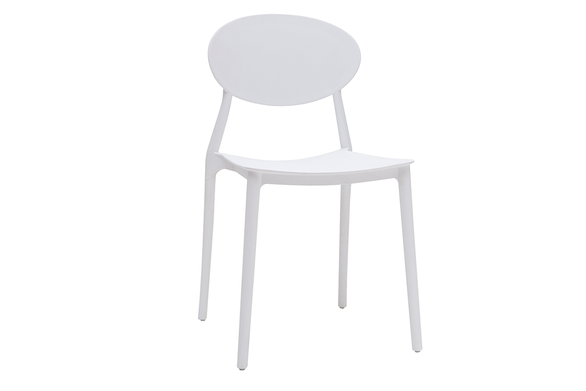 Chaises design empilables blanches intrieur - extrieur (lot de 2) ANNA