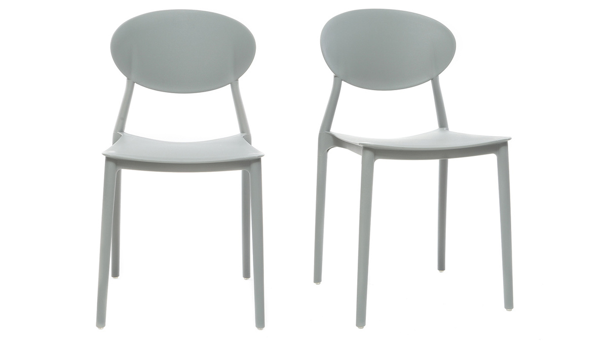 Chaises design empilables gris clair intérieur - extérieur (lot de 2) ANNA  - Miliboo
