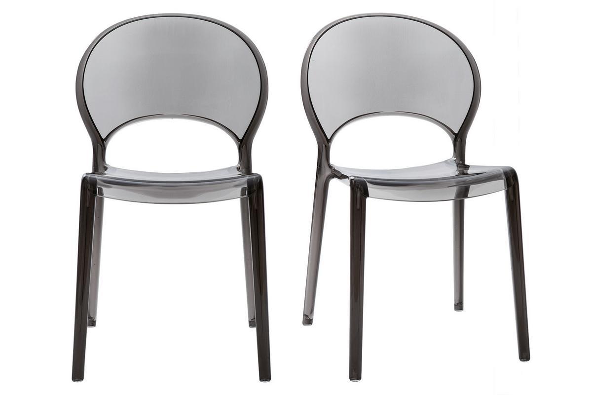 Chaises design empilables gris transparent intrieur - extrieur (lot de 2) YOPAL