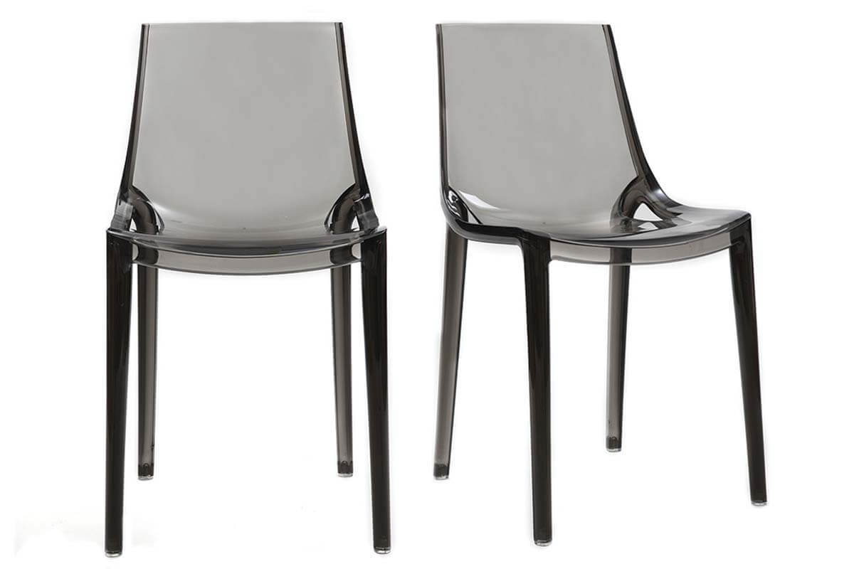 Chaises design empilables gris transparent intrieur - extrieur (lot de 2) YZEL