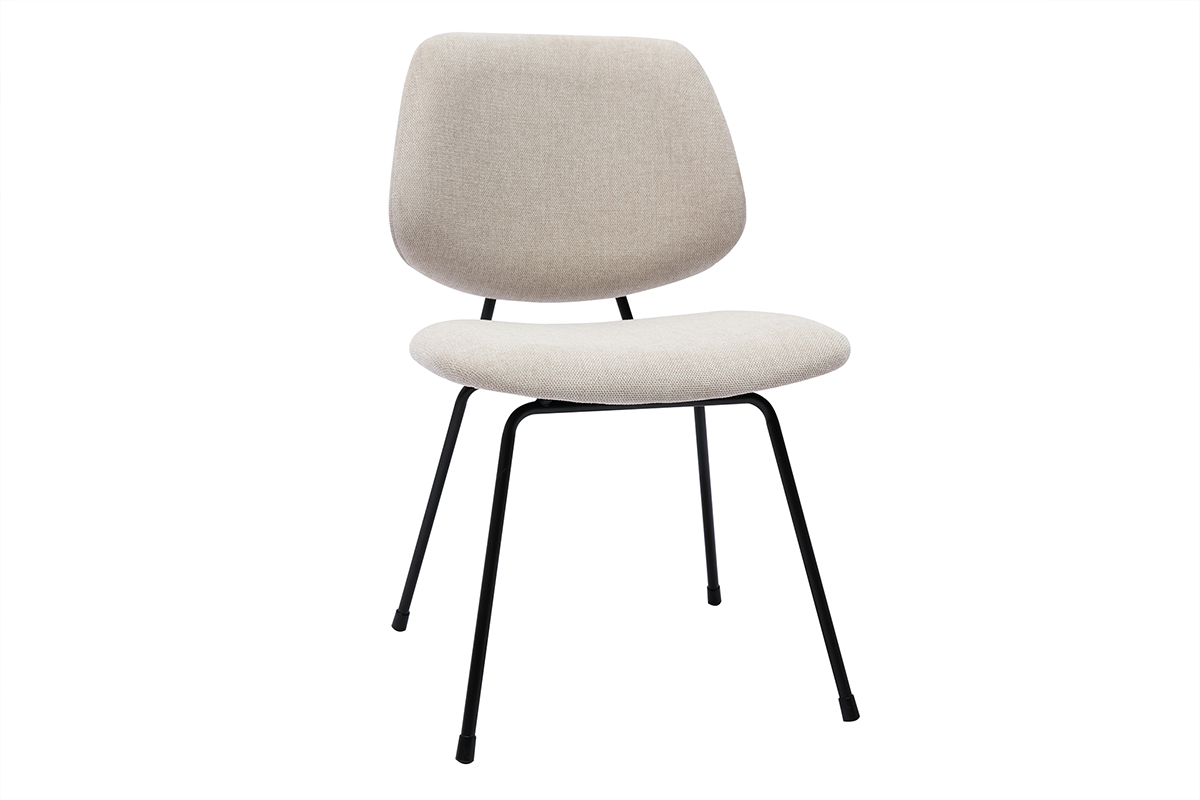 Chaises design en tissu effet velours beige et mtal noir (lot de 2) BARNET