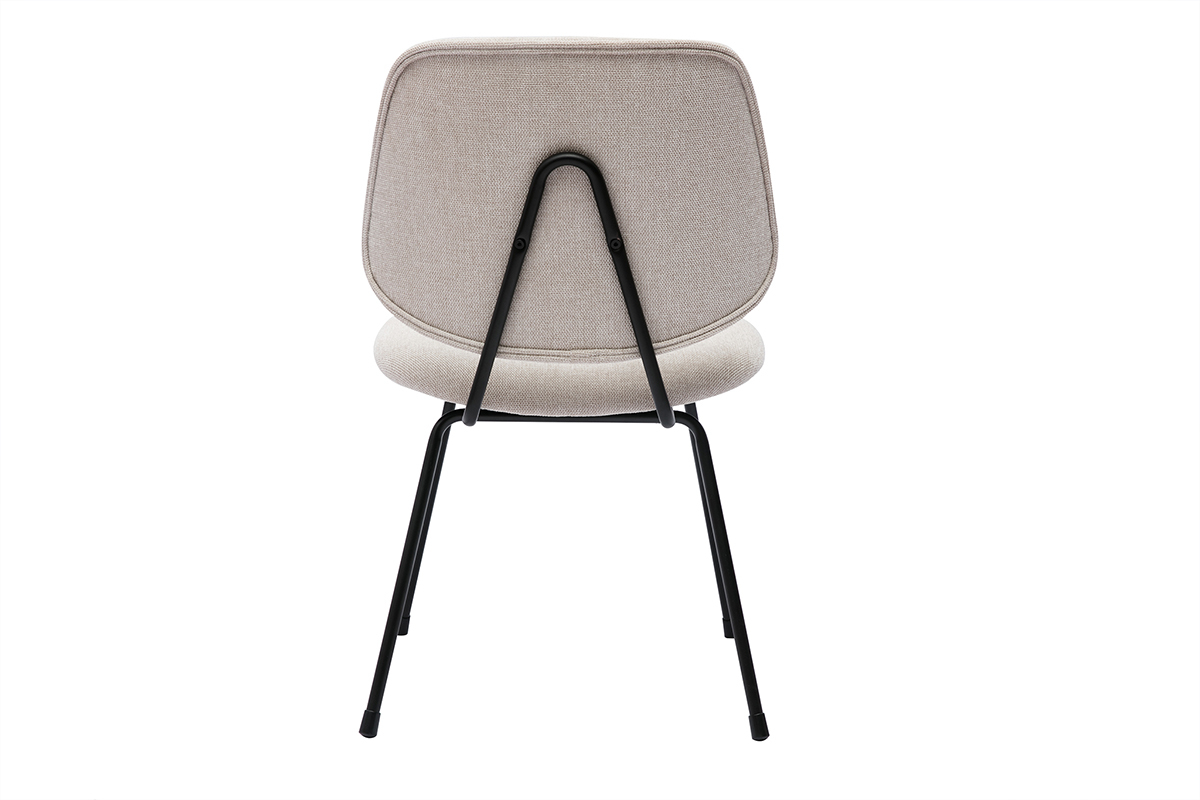 Chaises design en tissu effet velours beige et mtal noir (lot de 2) BARNET