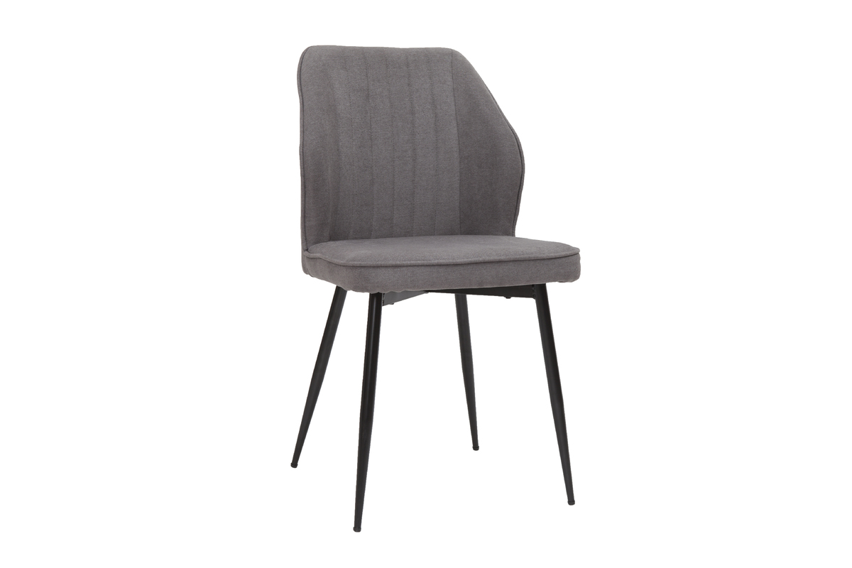 Chaises design en tissu effet velours gris et mtal noir (lot de 2) FANETTE