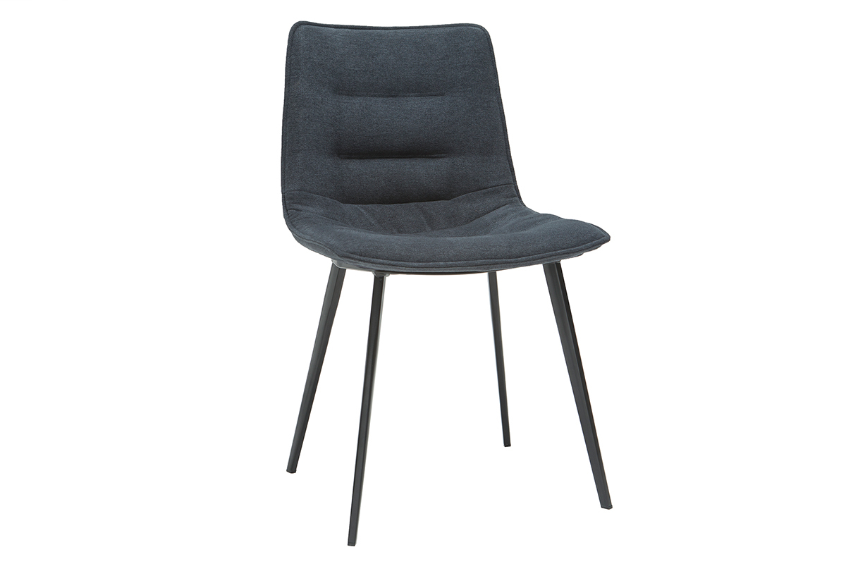 Chaises design en tissu effet velours gris fonc et mtal noir (lot de 2) PARKER