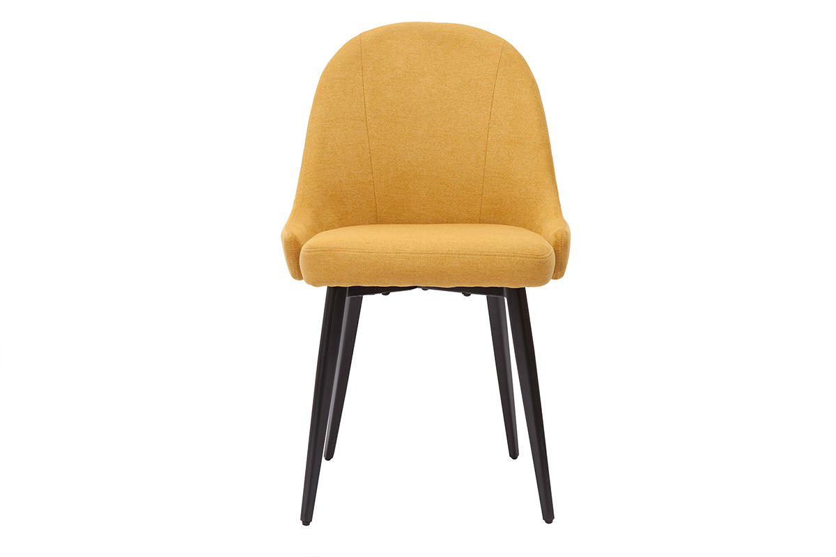 Chaises design en tissu effet velours jaune moutarde et mtal noir (lot de 2) REEZ