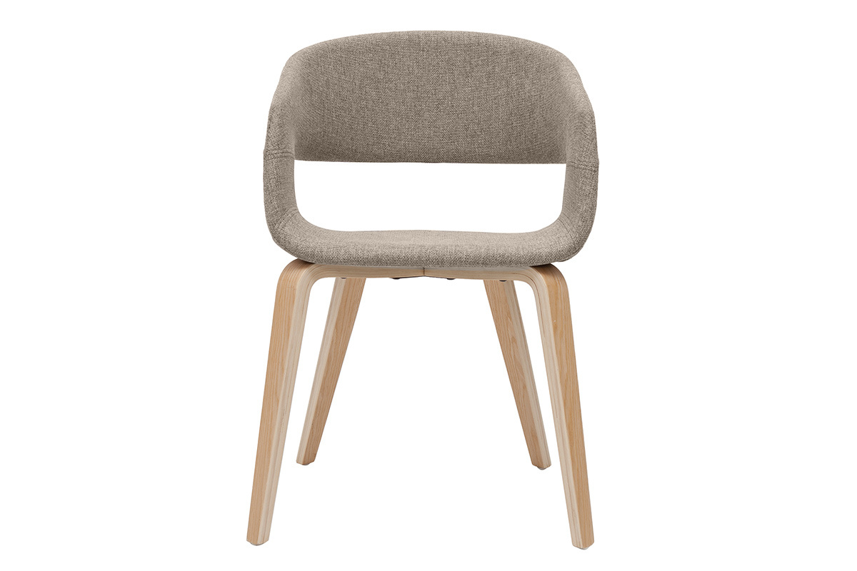 Chaises design en tissu taupe et bois clair (lot de 2) SLAM